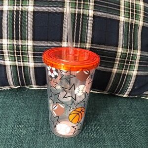 Sports Themed Tumbler with Straw